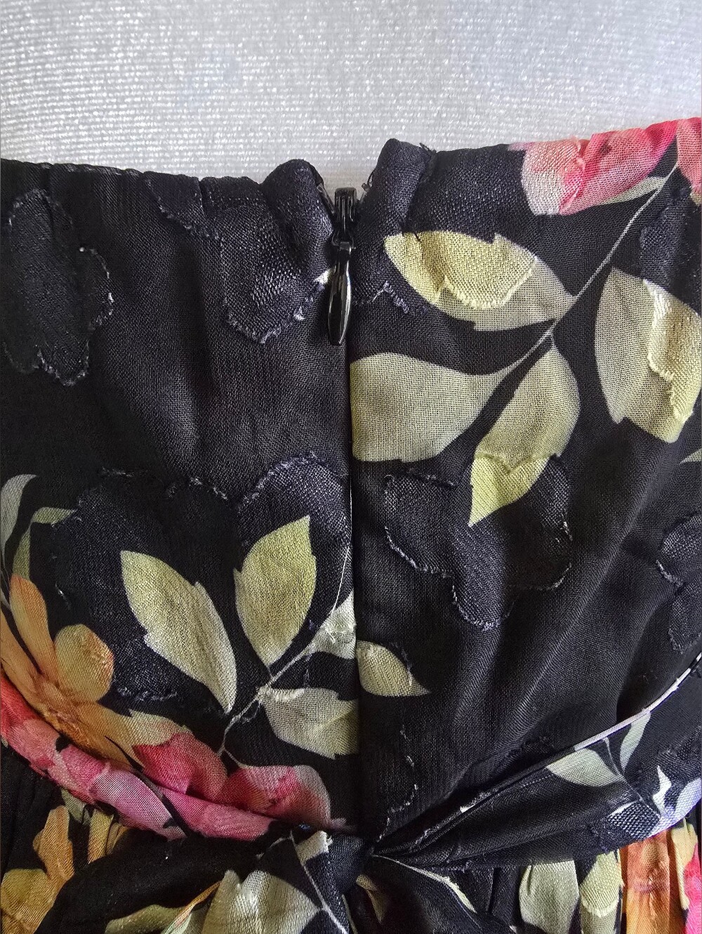 NEW Lulu's Elegant Radiance Black Floral Print Ruffled Bustier Midi Dress - Picture 12 of 14